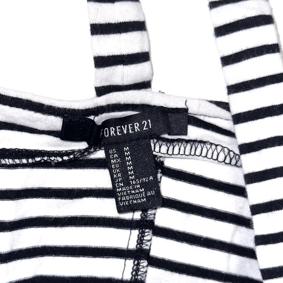 Striped black & white crop top zip up bustier - Forever 21 size Medium - Picture 3 of 6